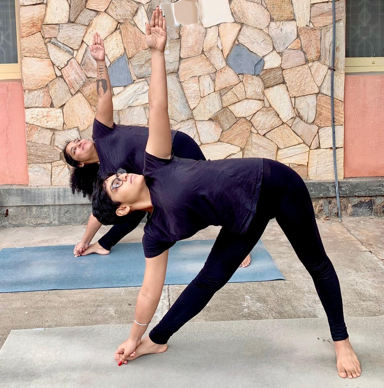 Yoga class practice